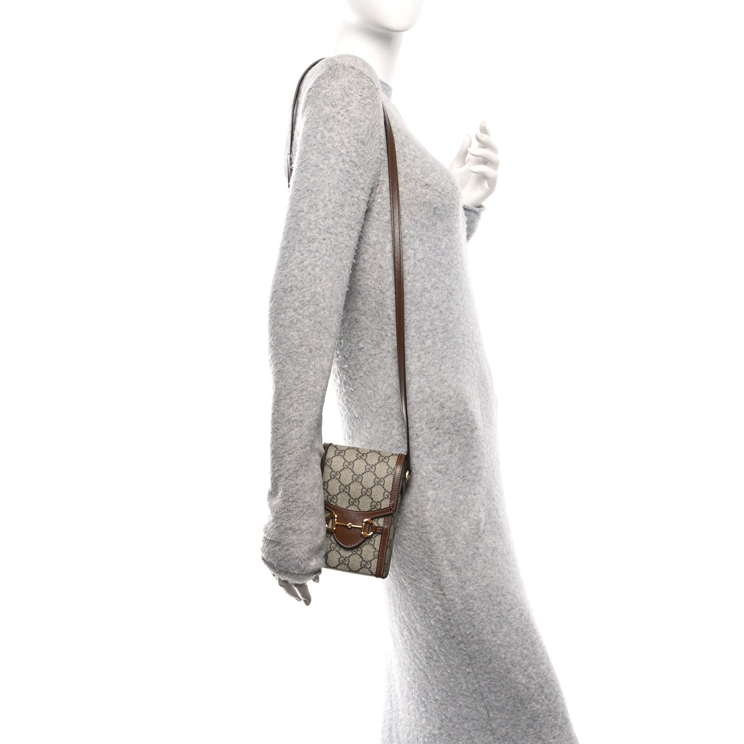 Gucci GG Supreme Monogram Mini Horsebit 1955 Crossbody Bag Beige Brown Sugar 2 of 11