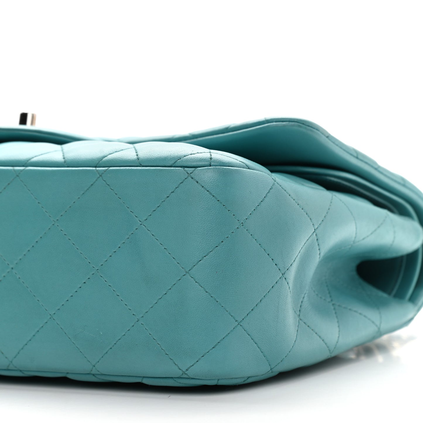 Lambskin Quilted Jumbo Double Flap Turquoise