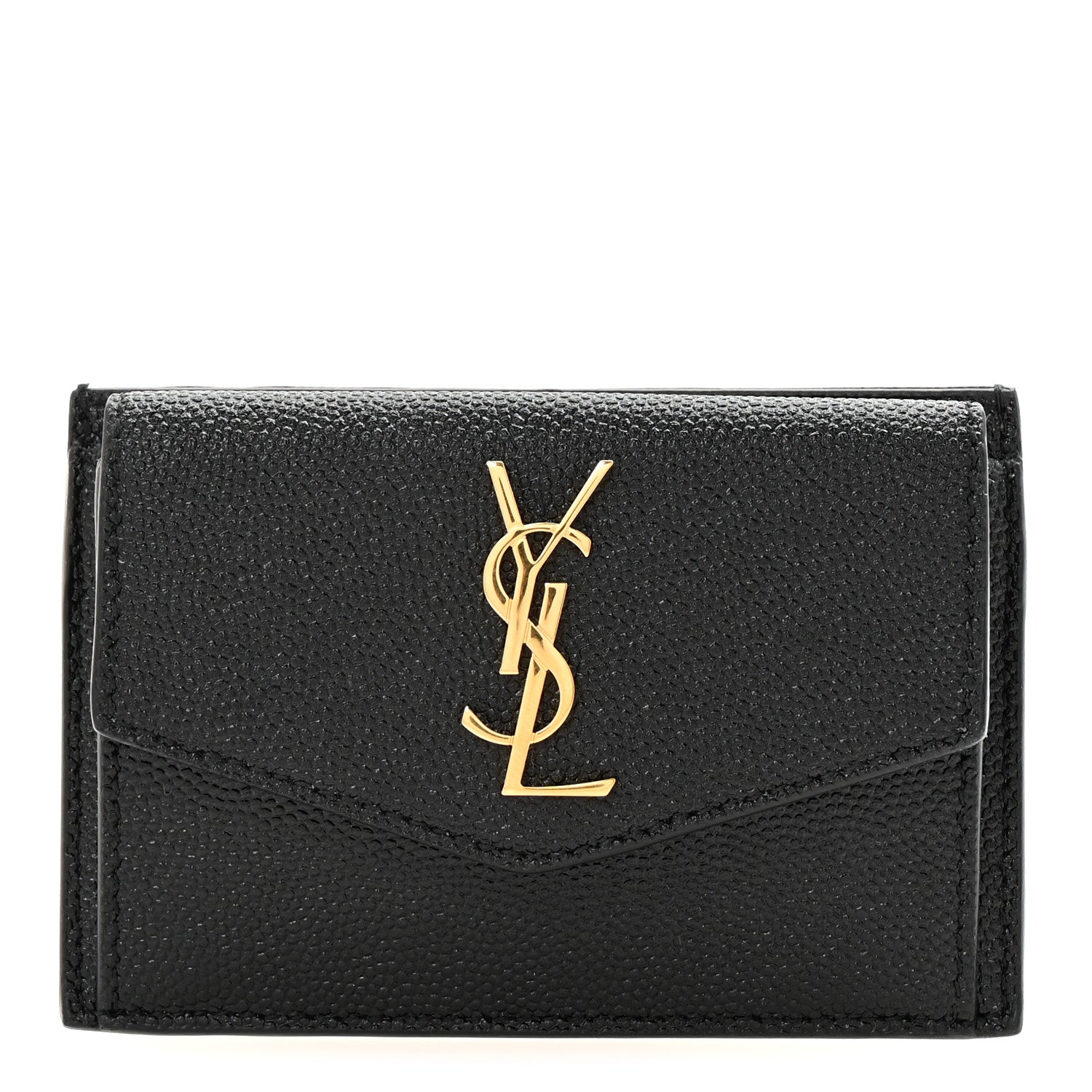 Saint Laurent Grain De Poudre Uptown Monogram Card Case Black 1 of 7