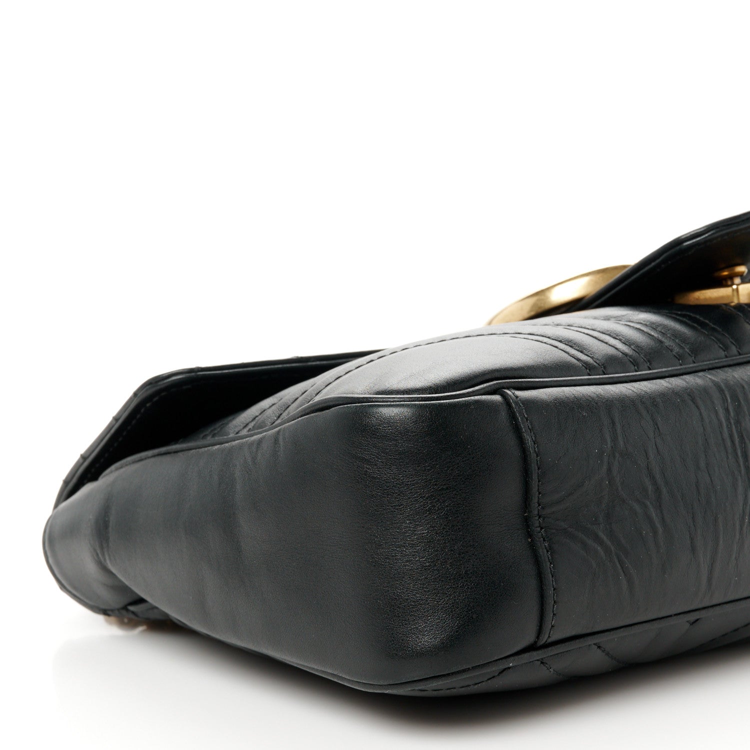 Gucci Calfskin Matelasse Medium GG Marmont Shoulder Bag Black 10 of 12
