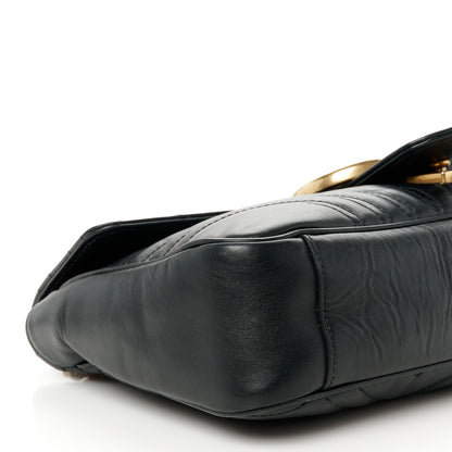 Gucci Calfskin Matelasse Medium GG Marmont Shoulder Bag Black 10 of 12