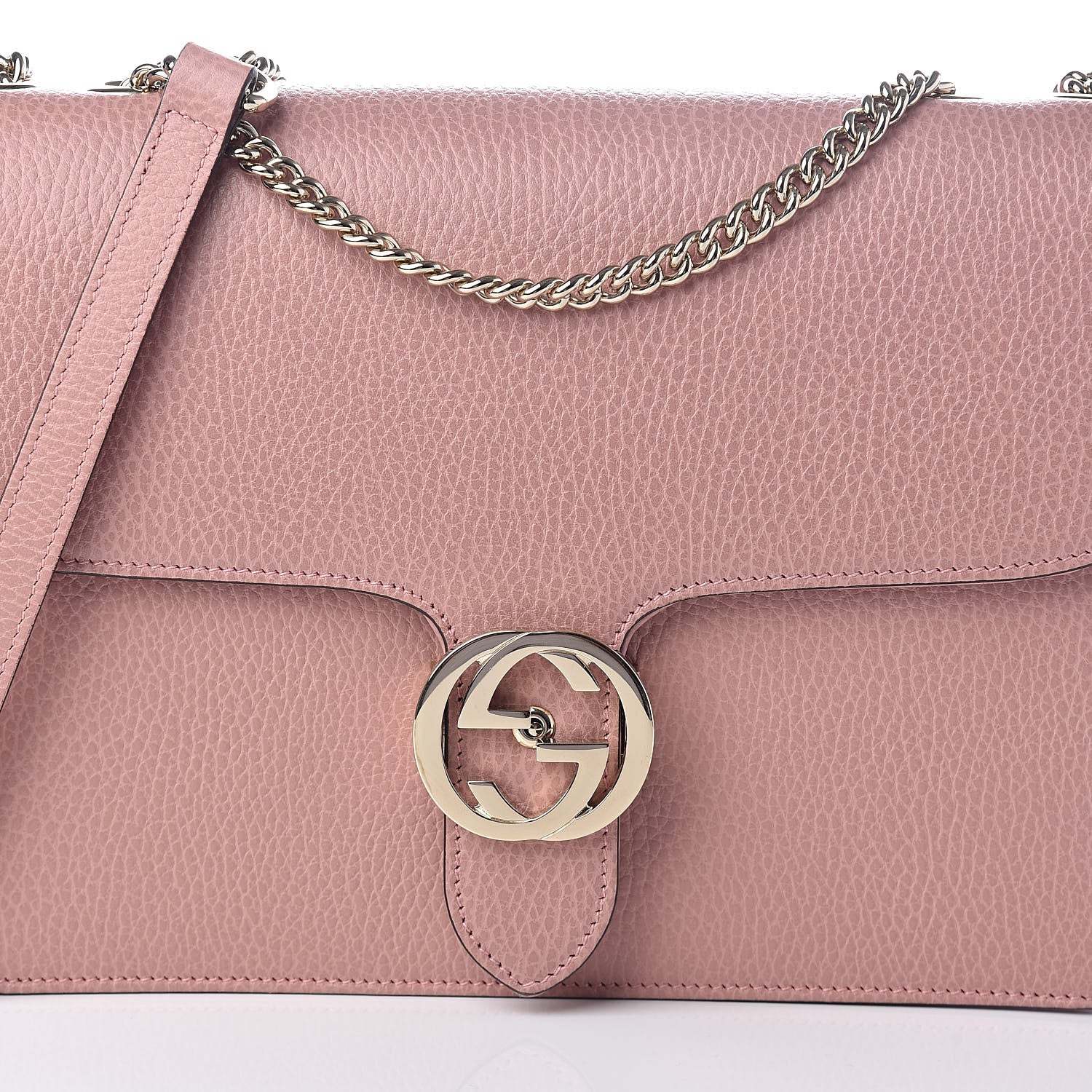 Gucci Dollar Calfskin Interlocking G Shoulder Bag Soft Pink 7 of 9