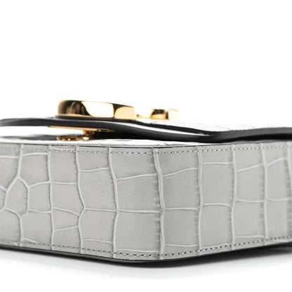 Chloe Crocodile Embossed Calfskin Mini C Double Carry Stormy Grey 8 of 10