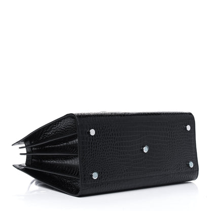 Saint Laurent Calfskin Crocodile Embossed Small Sac de Jour Black 4 of 4