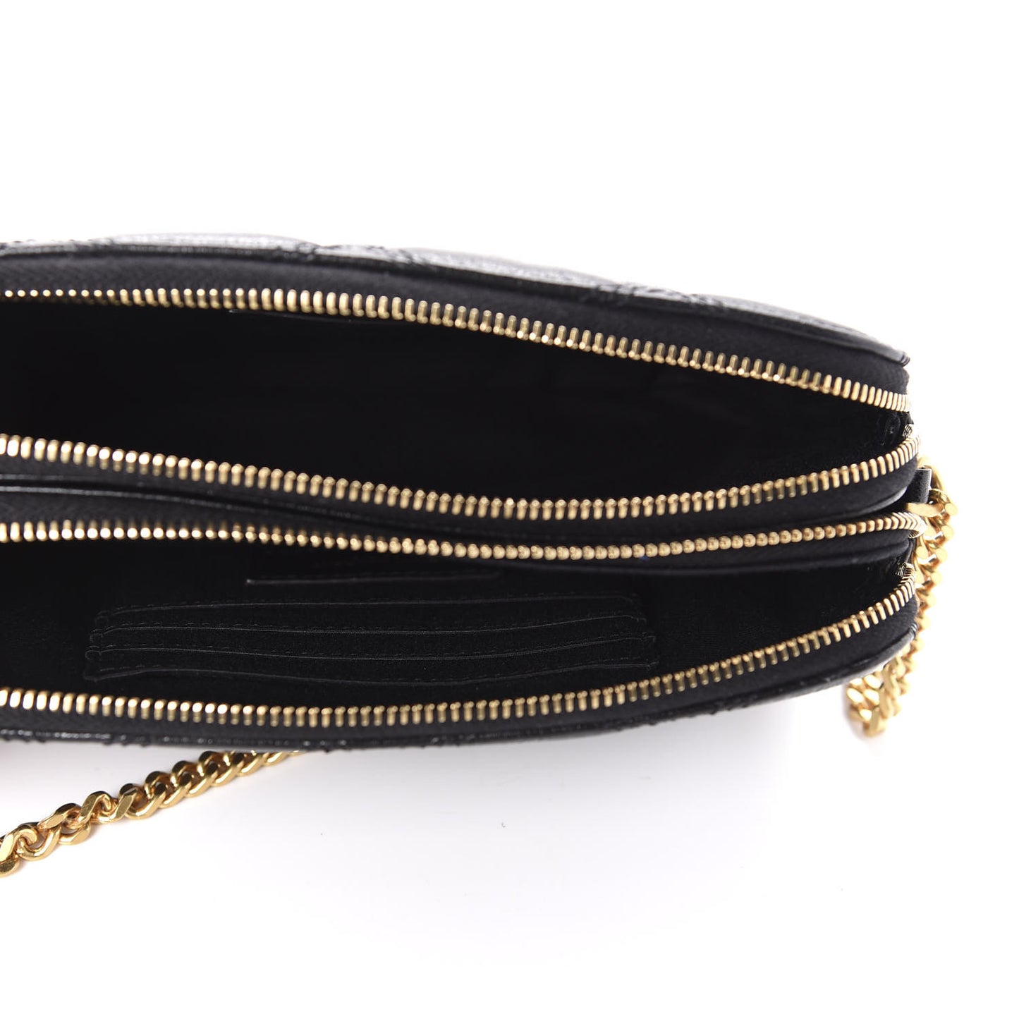 Grained Lambskin Quilted Mini Becky Double Zip Bag Black