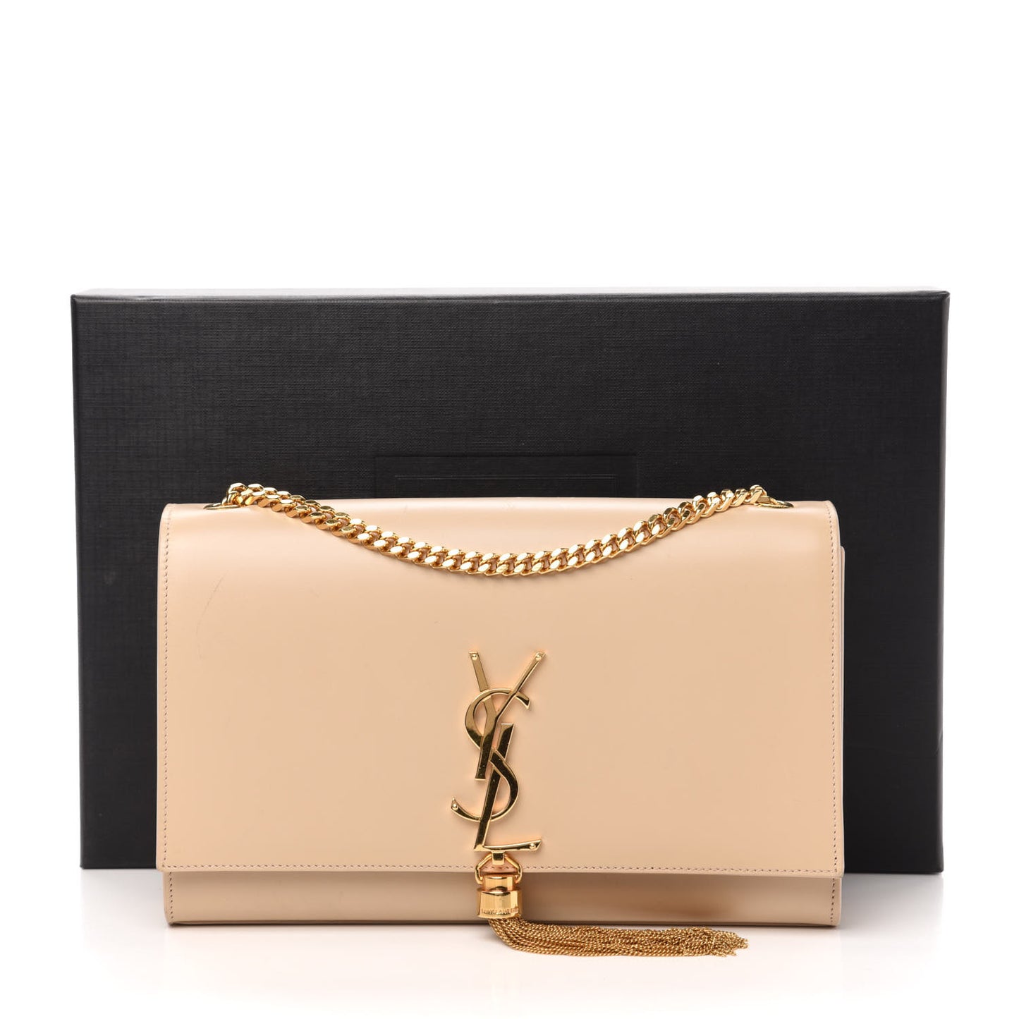 Smooth Calfskin Medium Classic Monogram Kate Tassel Satchel Nude Powder