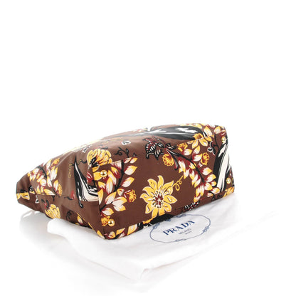 Prada Nylon Floral Print Tote Caffe 4 of 8