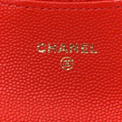 Chanel Caviar Quilted Flap Card Holder Wallet Red 6 of 9
