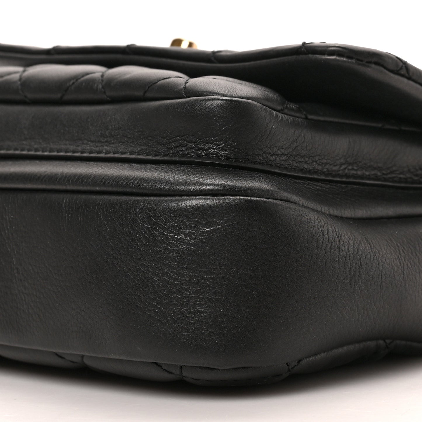 Calfskin Quilted Top Handle Flap Black