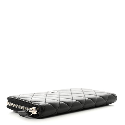 Chanel Lambskin Quilted Large Gusset Zip Around Wallet Black 4 of 9