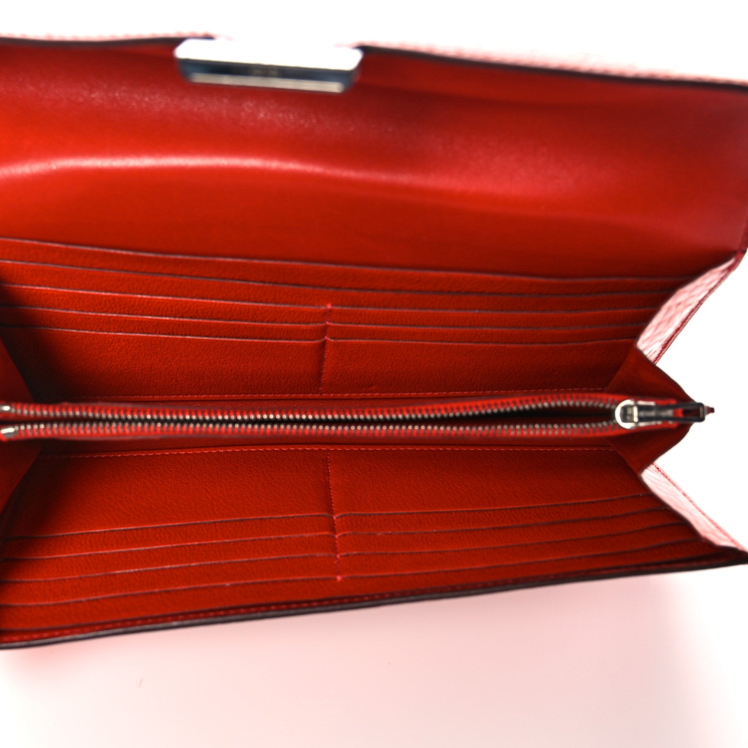 Hermes Shiny Alligator Constance Long Wallet Sanguine 5 of 17