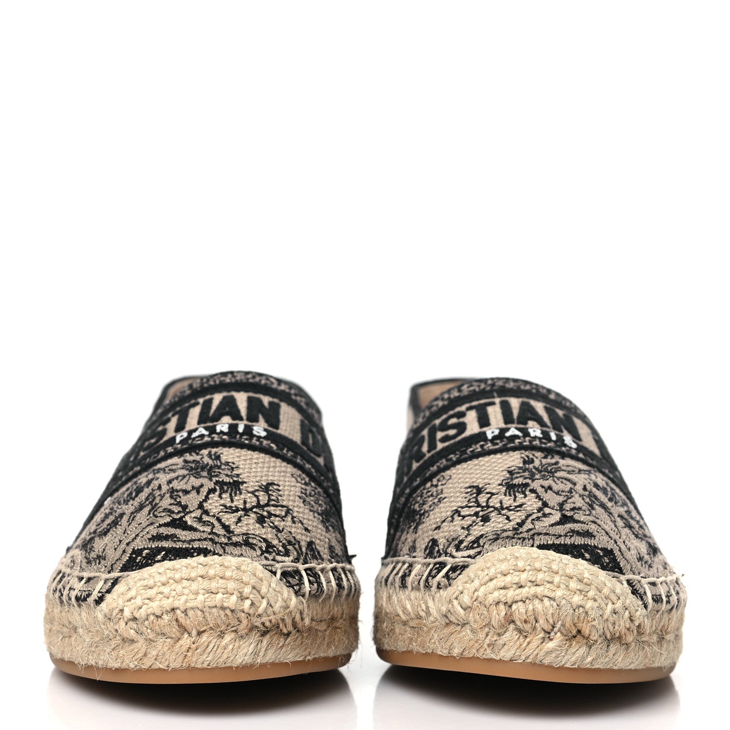 Christian Dior Embroidered Toile De Jouy Granville Espadrille 38 Hazelnut Black 2 of 9