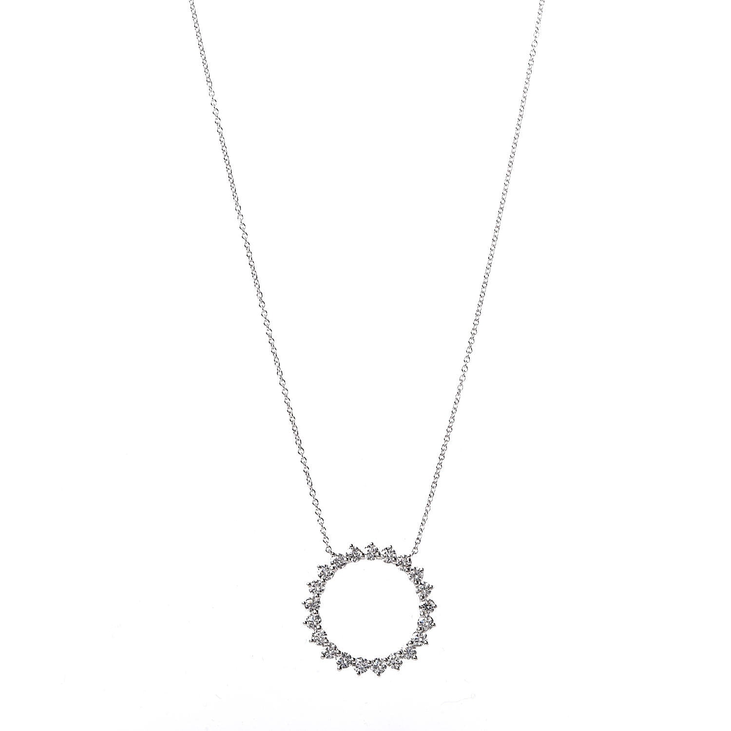 Tiffany Platinum Diamond Open Circle Pendant Necklace 1 of 7