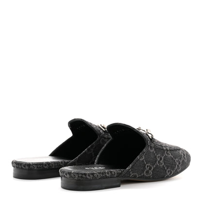 Gucci New Denim GG Malaga Kid Womens Princetown Slippers 36 Grey Black 5 of 10