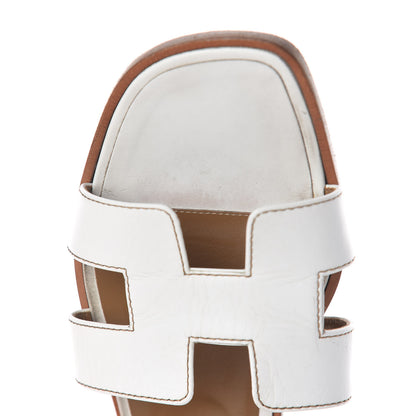 Hermes Box Calfskin Oran Sandals 38.5 White 14 of 18
