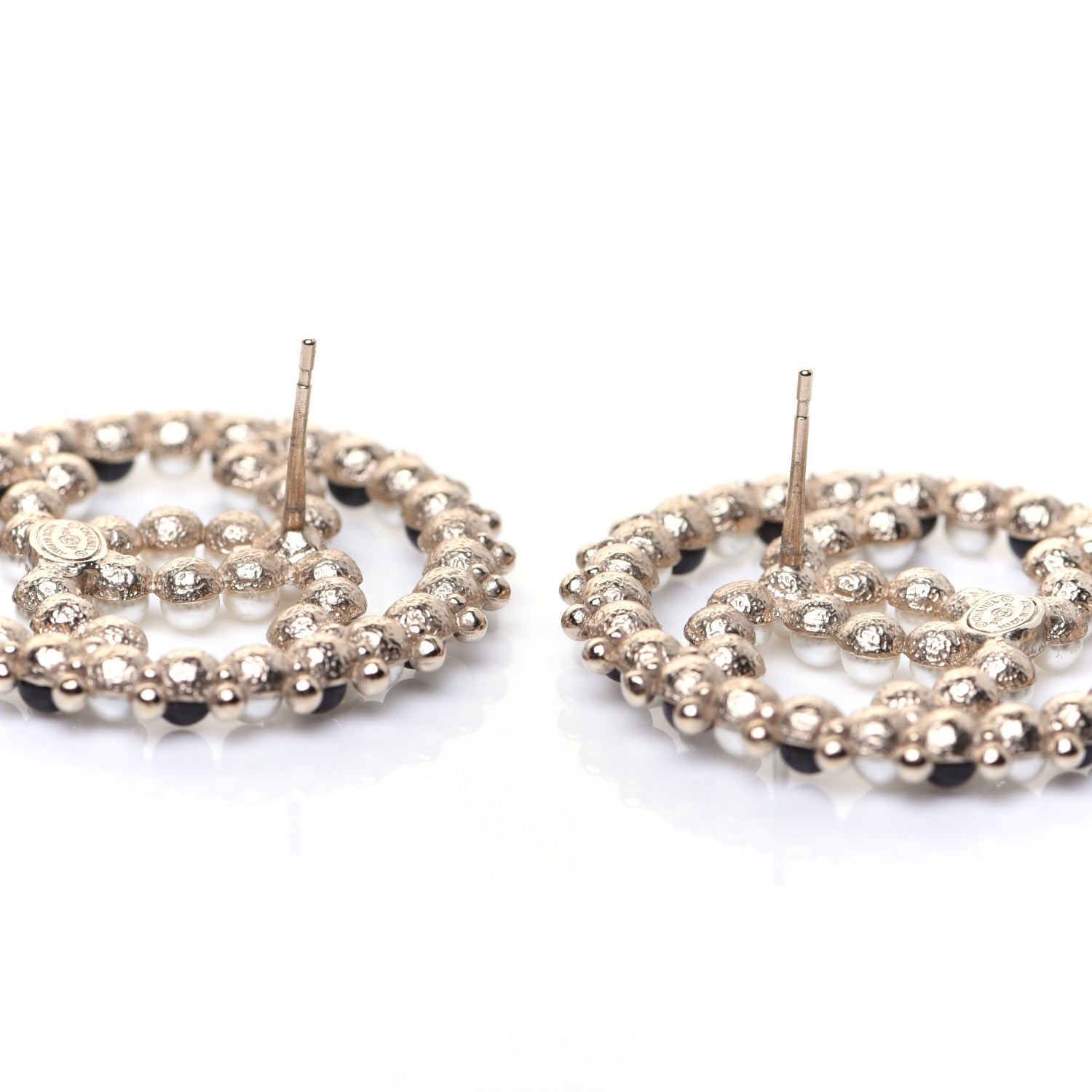 Chanel Resin Pearl CC Earrings Gold Black 5 of 7