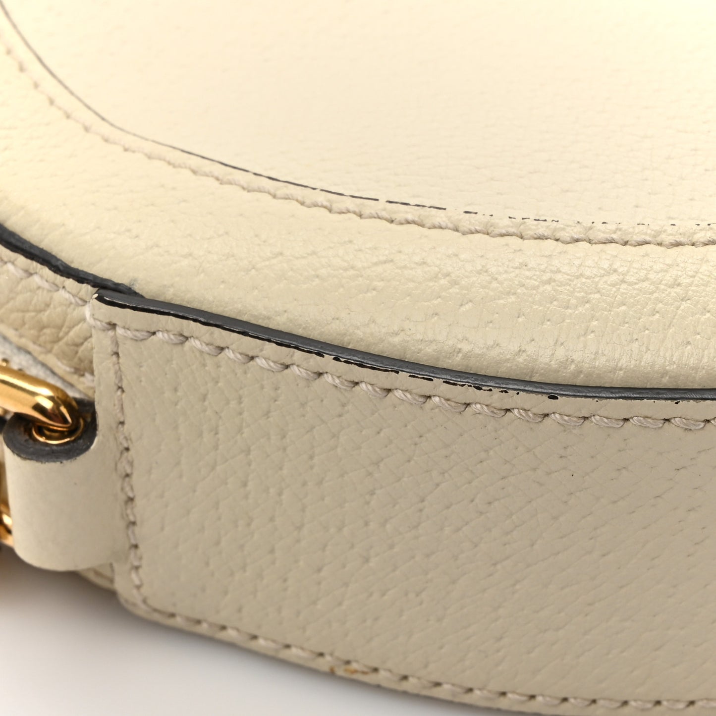 Textured Calfskin Web Mini Ophidia Round Shoulder Bag Mystic White