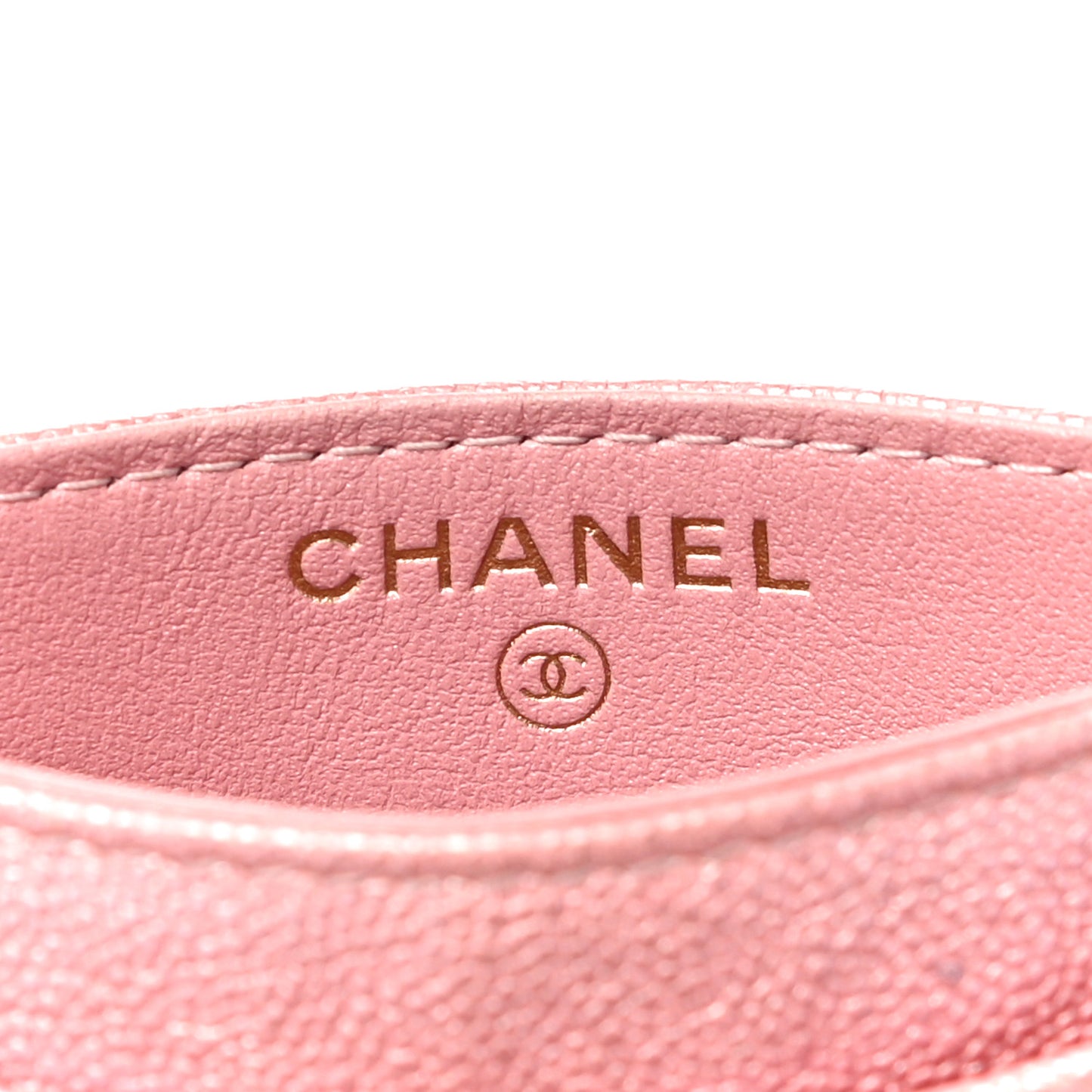 Iridescent Caviar Quilted Card Holder Pink