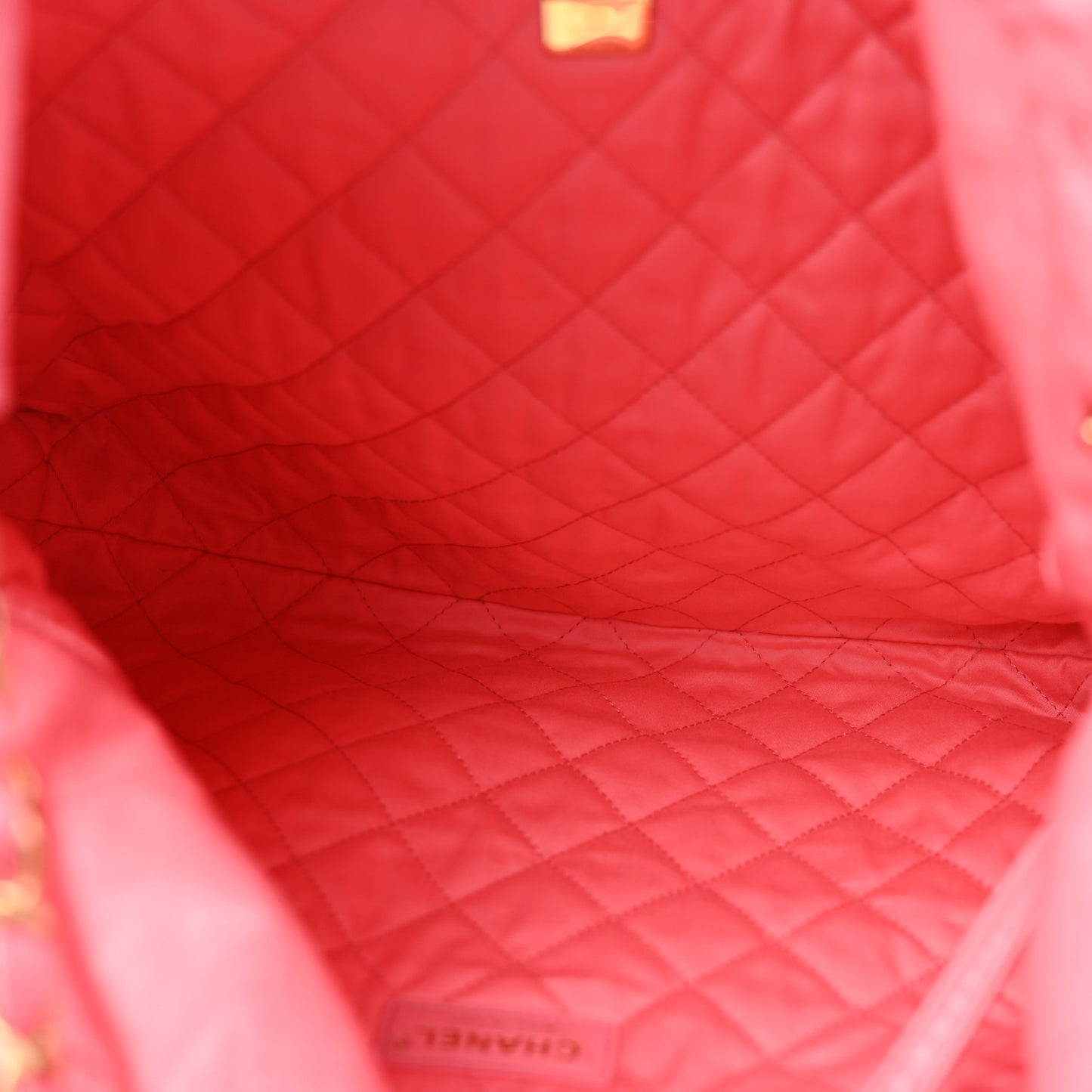 Shiny Calfskin Quilted Chanel 22 Coral Pink