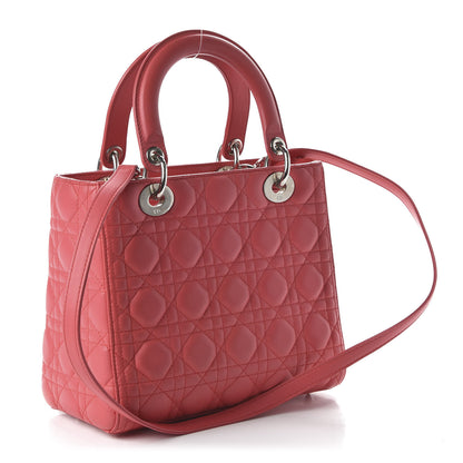 Christian Dior Lambskin Cannage Medium Lady Dior Coral 3 of 11