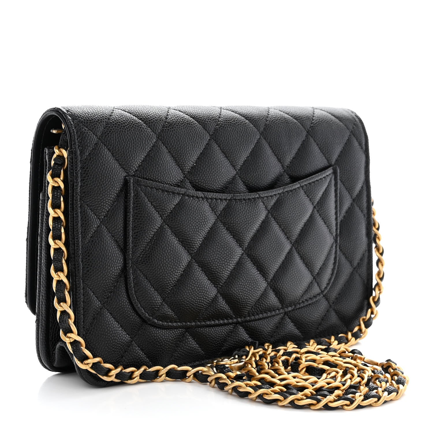 Chanel Caviar Quilted Camellia Wallet On Chain WOC Black 3 of 12