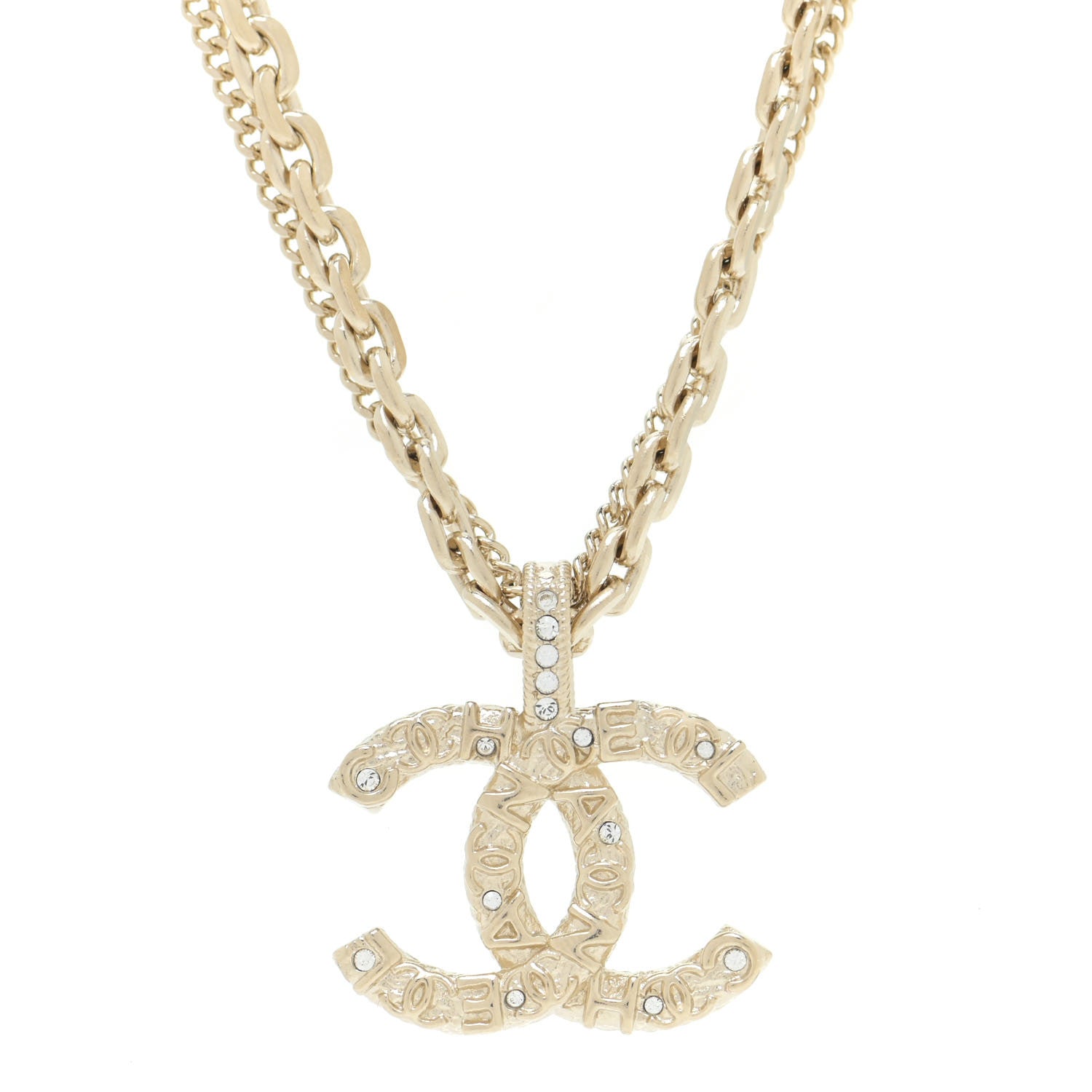 Chanel Crystal CC Multi Strand Chain Necklace Gold 4 of 6