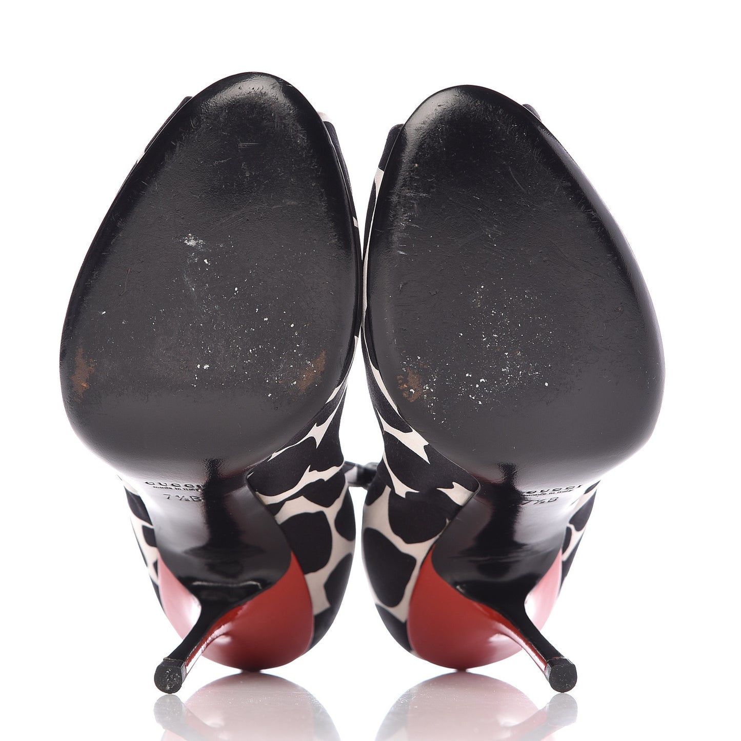 Satin Animal Print Peep Toe Pumps 7.5 Black