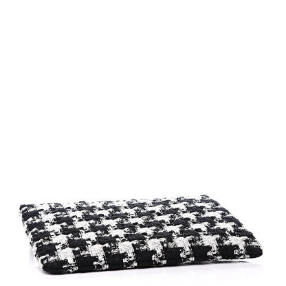 Chanel Tweed Quilted Medium Cosmetic Pouch Black Ecru White 3 of 10