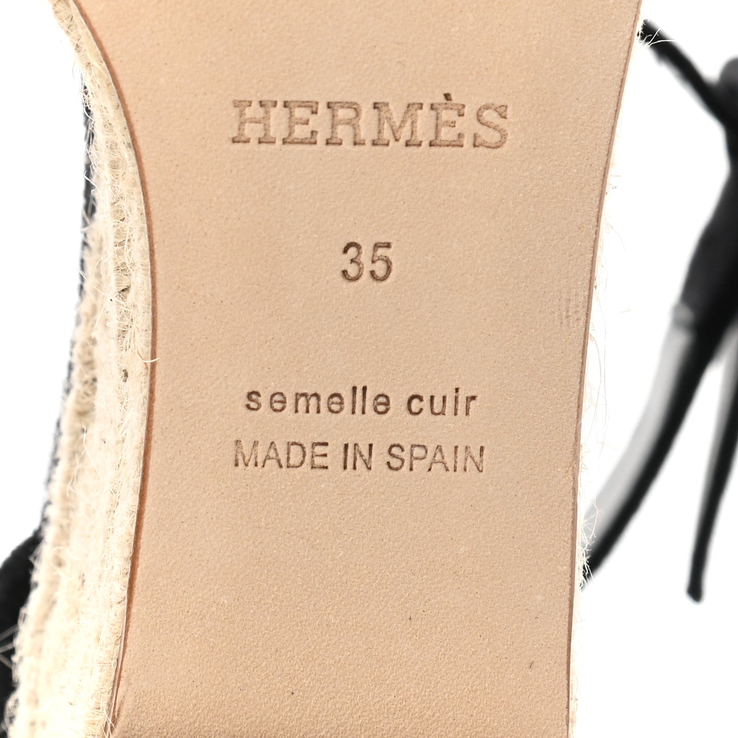 Hermes Suede Elda Espadrille Wedge Sandals 35 Black 6 of 8