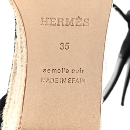 Hermes Suede Elda Espadrille Wedge Sandals 35 Black 6 of 8