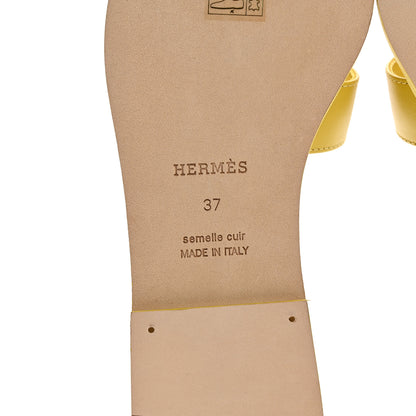 Hermes Box Calfskin Oran Sandals 37 Jaune Imperial 7 of 9