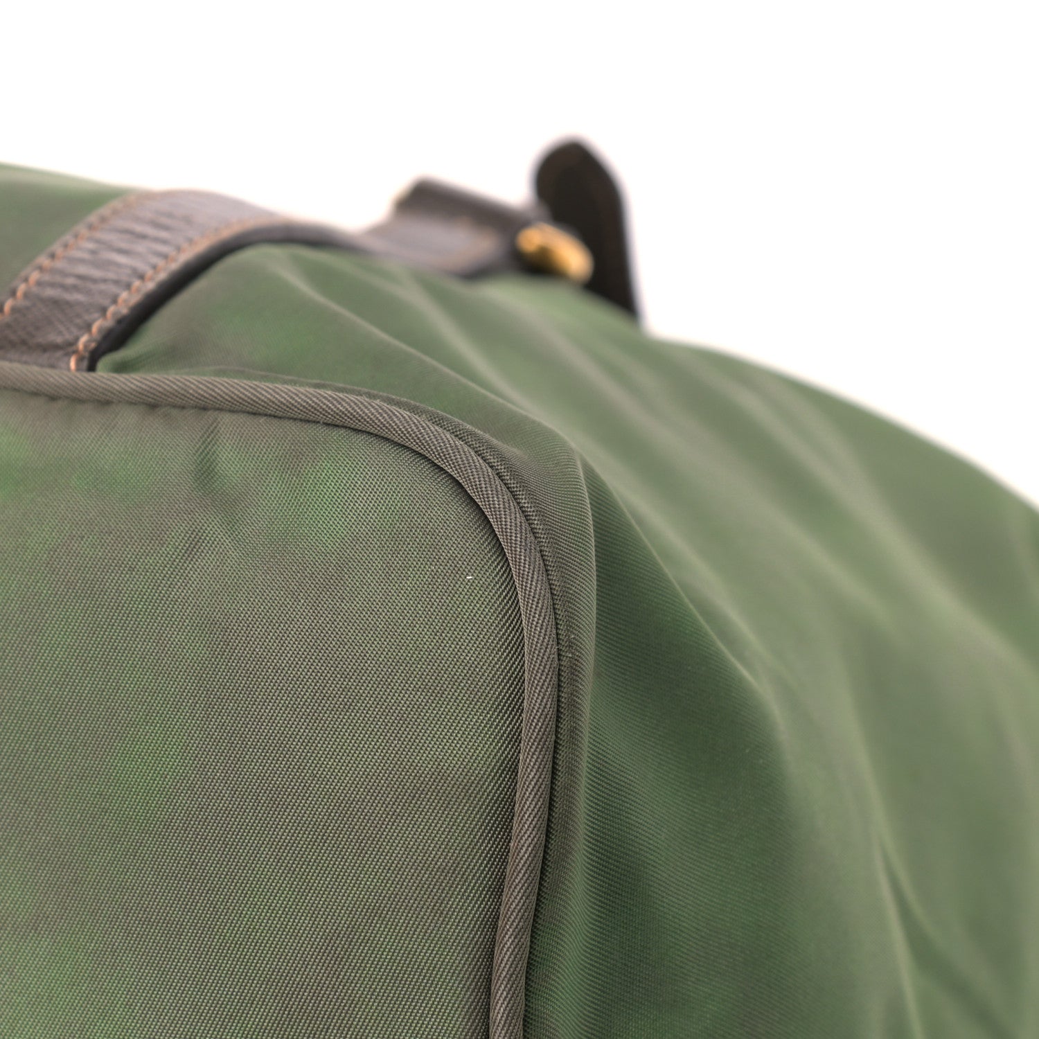 Prada Saffiano Tessuto Nylon Shopping Tote Green Brown 11 of 24