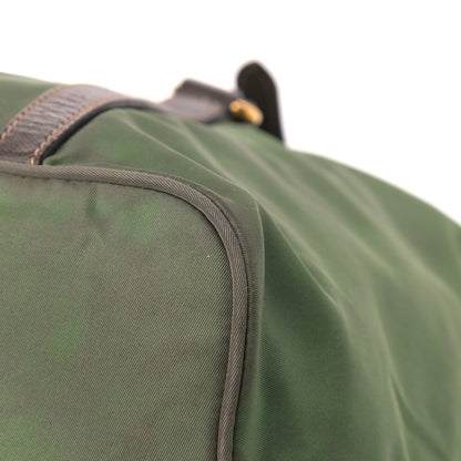 Prada Saffiano Tessuto Nylon Shopping Tote Green Brown 11 of 24