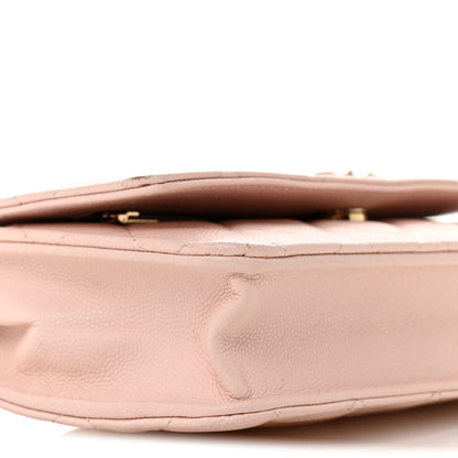 Chanel Caviar Quilted Crystal Enamel CC Wallet On Chain WOC Light Pink 10 of 15