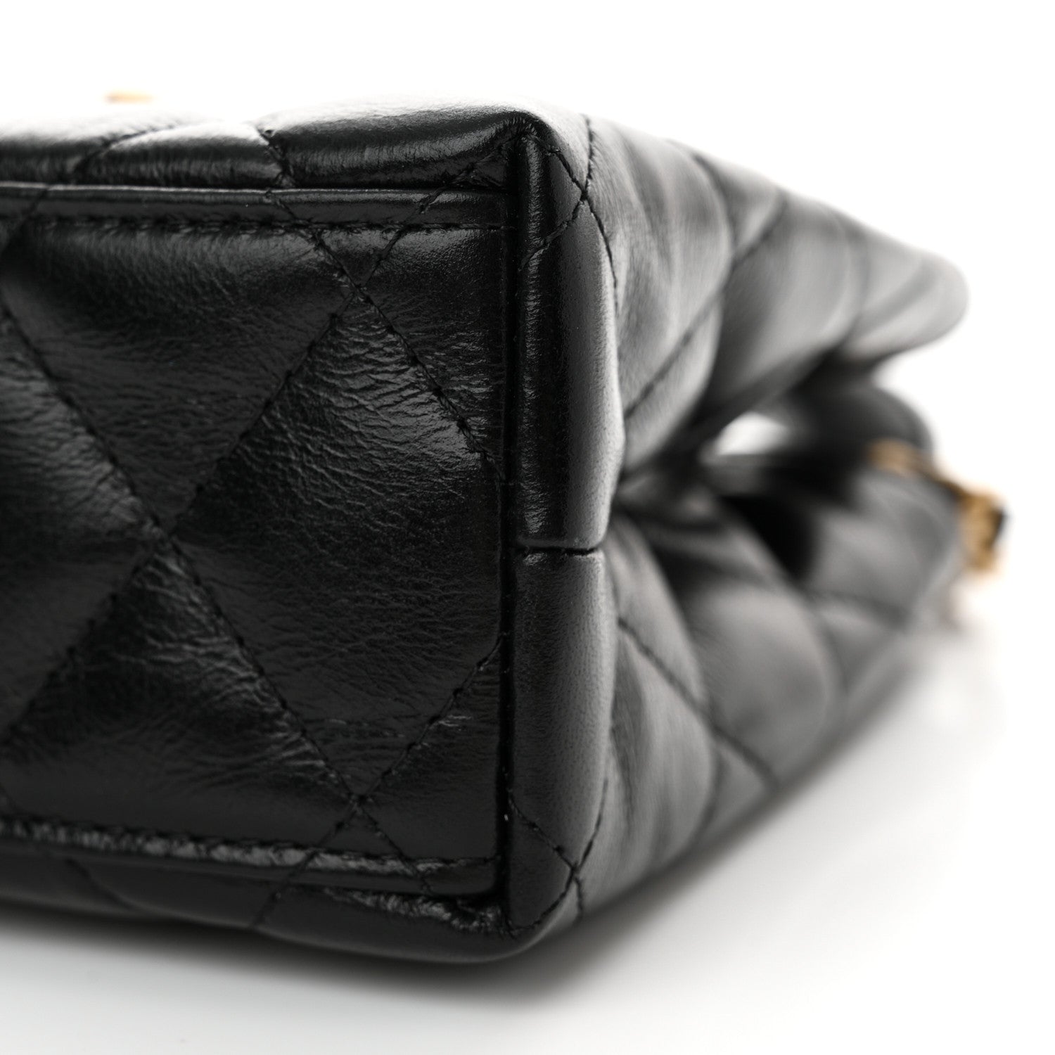 Chanel Shiny Aged Calfskin Quilted Nano Kelly Shopper Black 10 of 11