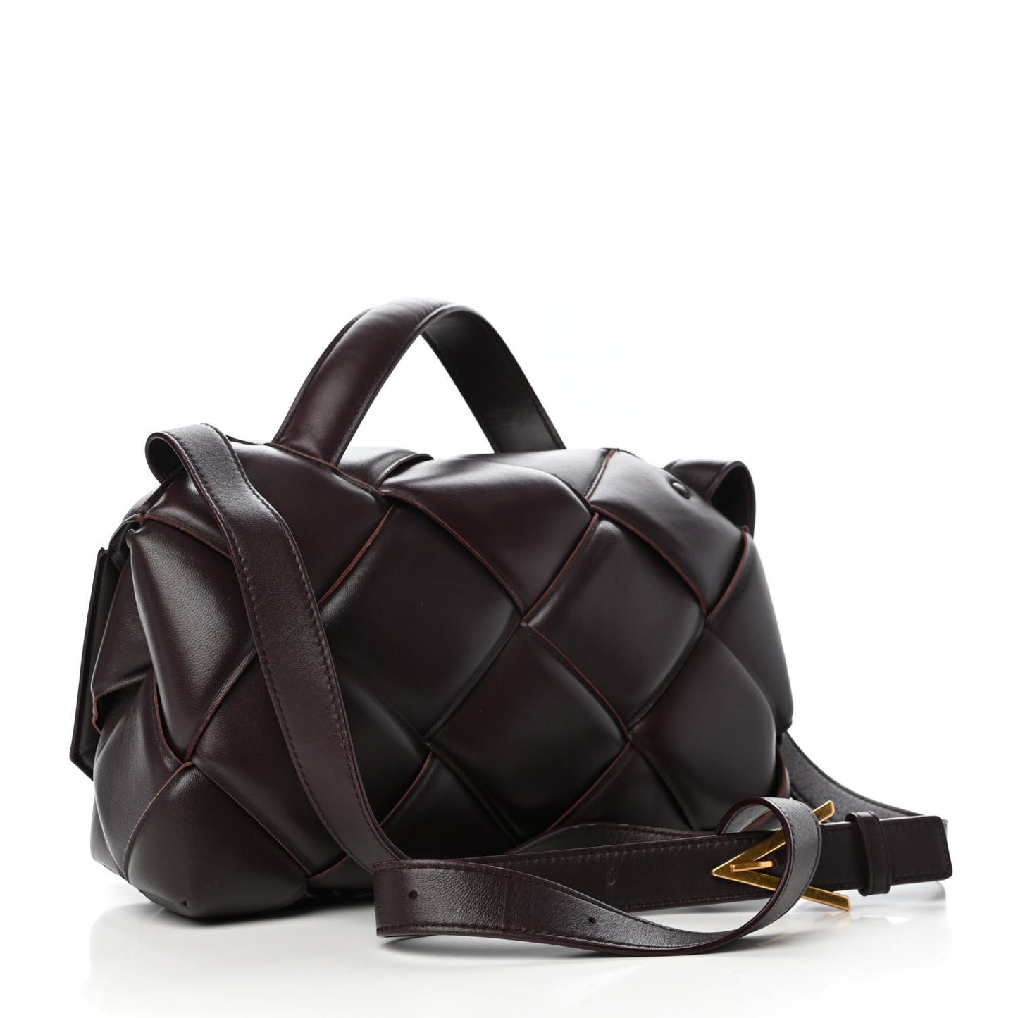 Nappa Intreccio Padded Top Handle Shoulder Bag Grape
