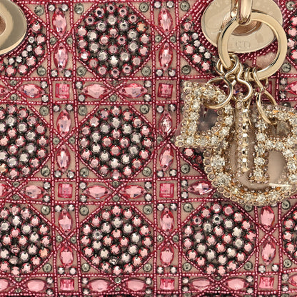 Christian Dior Metallic Calfskin Satin Celestial Bead Embroidery Cannage Mini Lady Dior Rose Des Vents 8 of 13