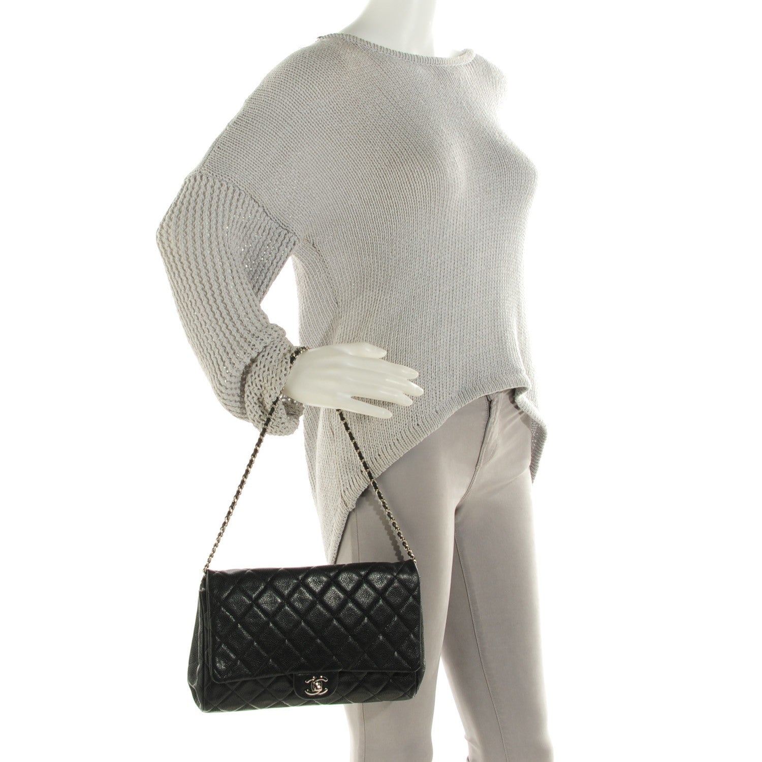 Chanel Caviar Quilted Clutch With Chain Flap Black 2 of 8
