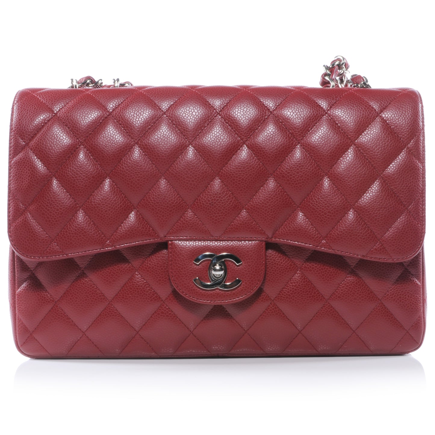 Caviar Jumbo Single Flap Red