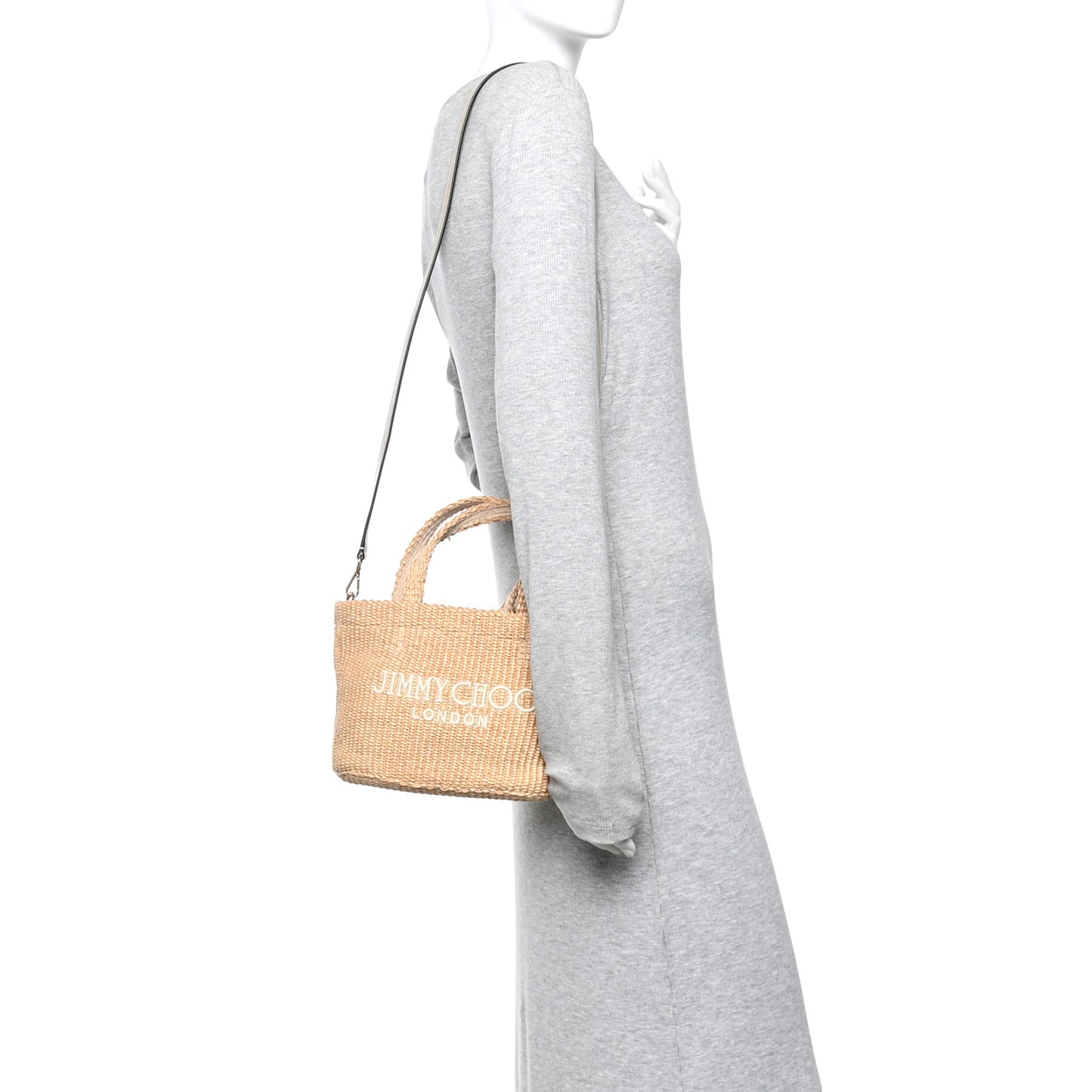 Raffia Embroidered East West London Mini Beach Tote Natural Latte