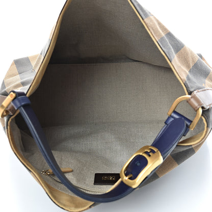 Fendi Pequin Cuoio Vegetale Large Hobo Tobacco Blue Mirto Cuoio 4 of 9