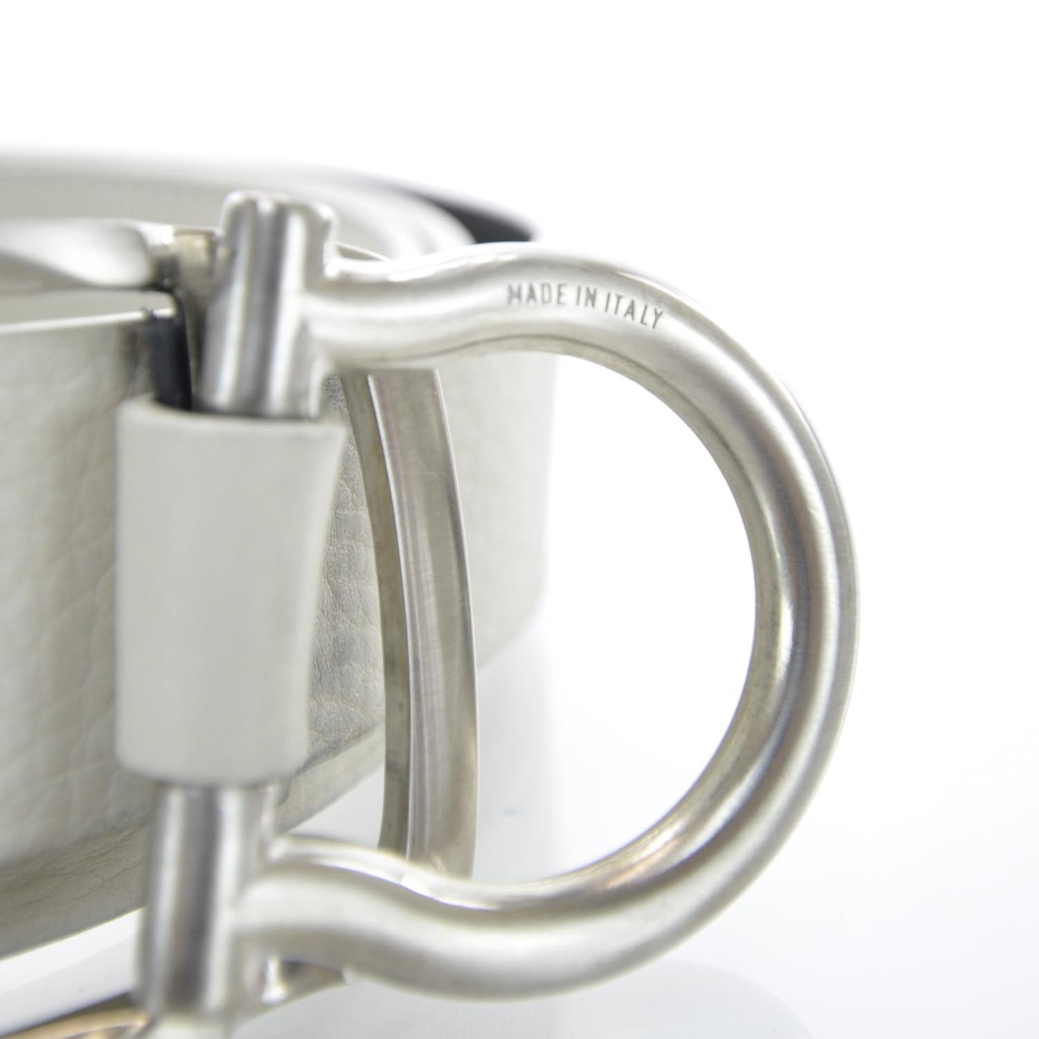 FASHIONPHILE SALVATOREFERRAGAMOLeatherSingleGanciniBeltWhite 4 of 5