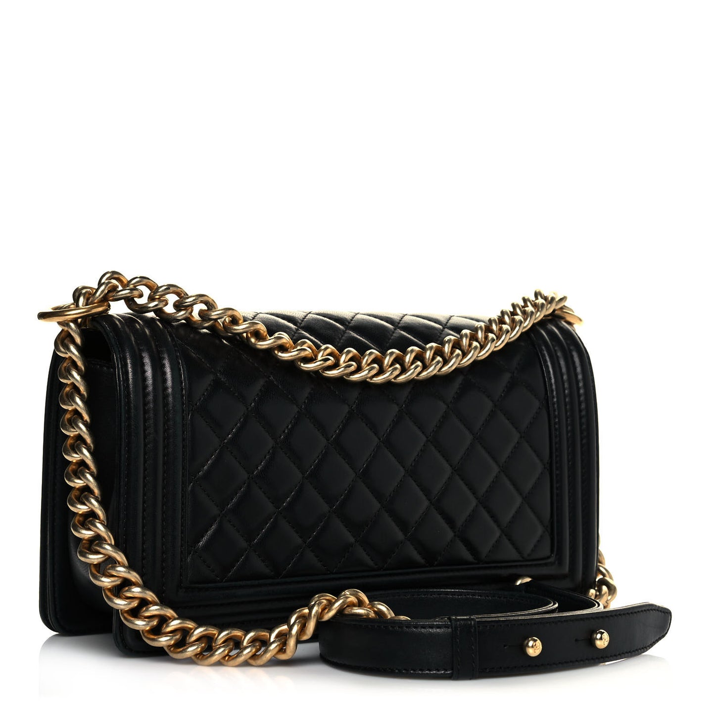 Lambskin Quilted Medium Boy Flap Black
