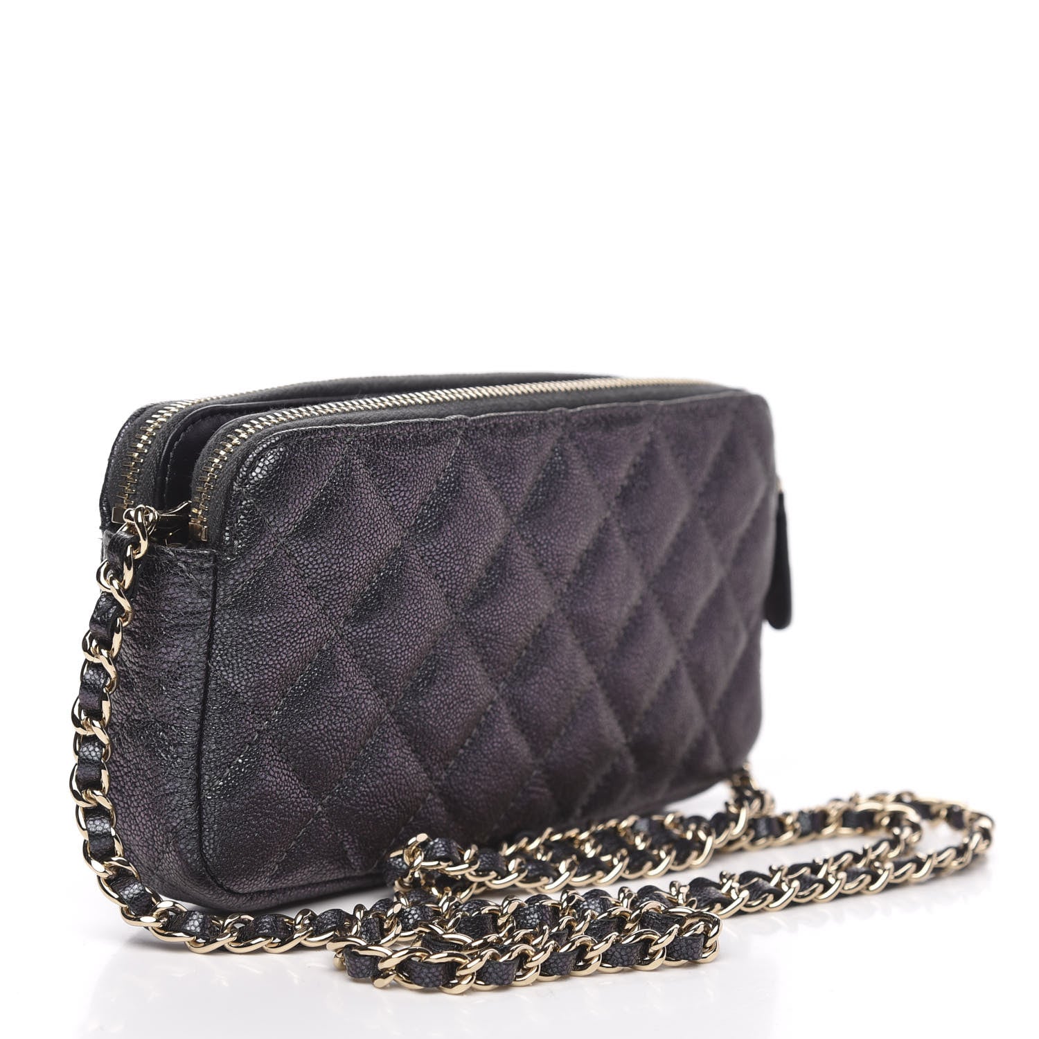 Chanel Iridescent Caviar Quilted Clutch With Chain Black 3 of 11