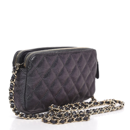 Chanel Iridescent Caviar Quilted Clutch With Chain Black 3 of 11