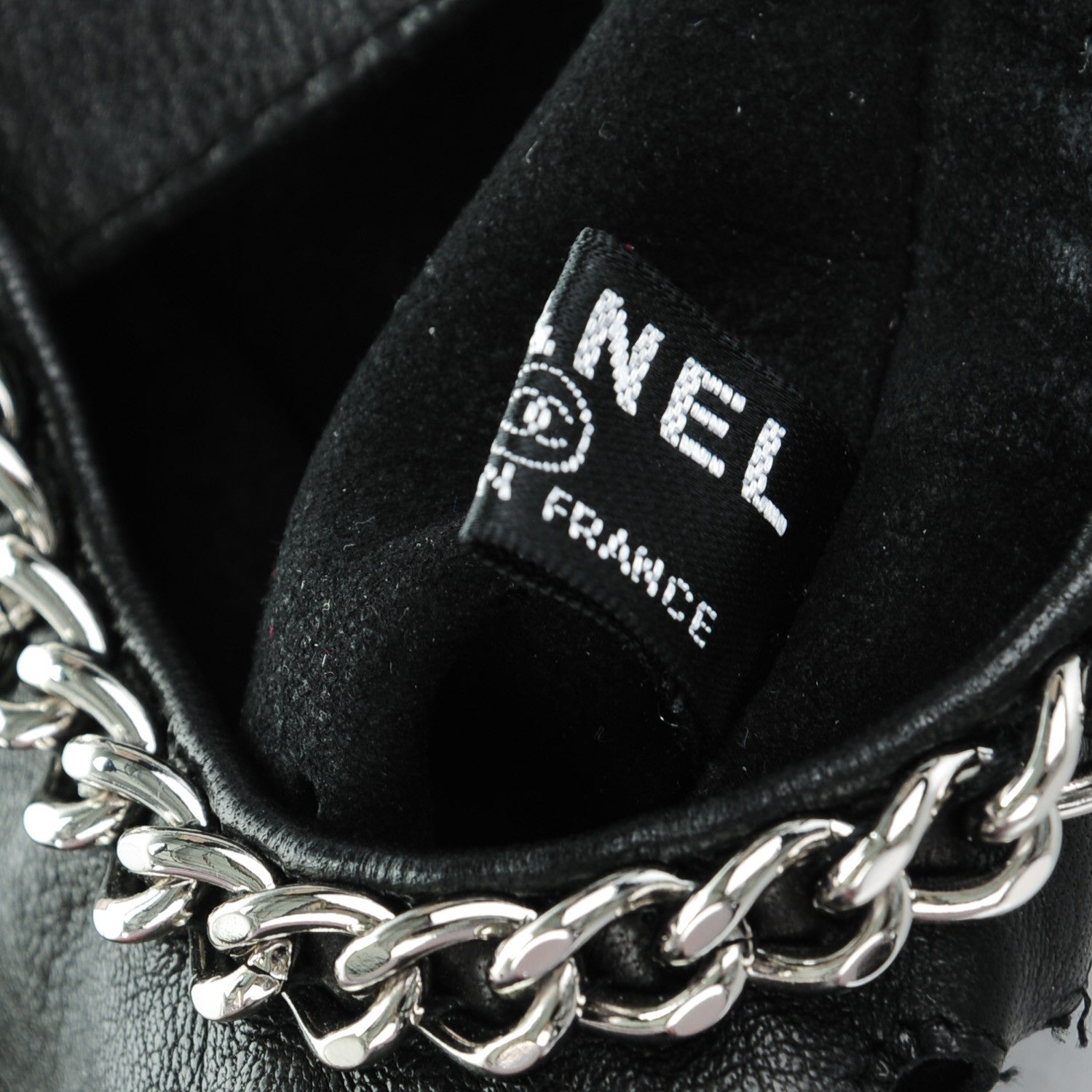 Chanel Lambskin Perforated Fingerless Chain CC Gloves 7.5 Black 5 of 10