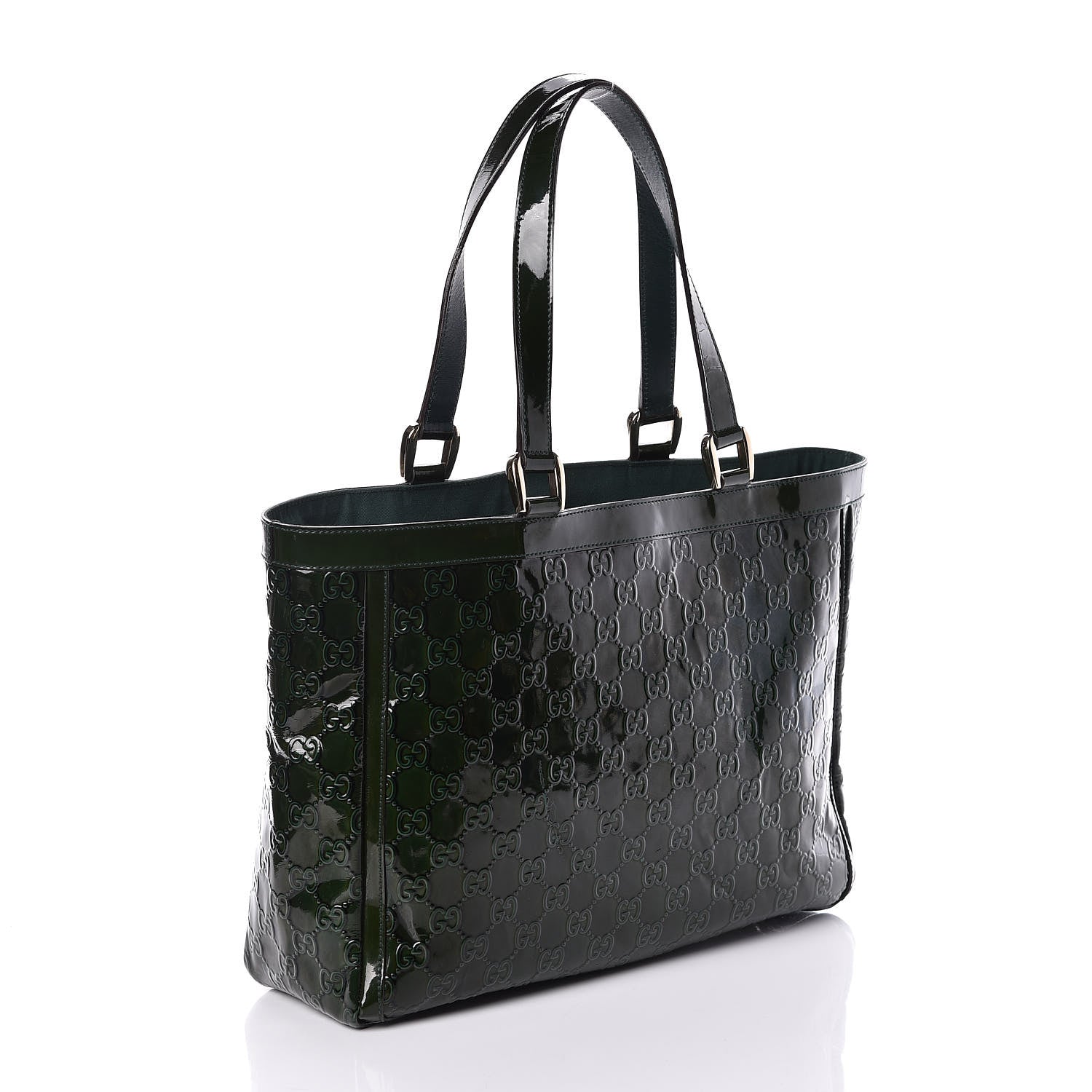 Gucci Shiny Guccissima Abbey D Ring Tote Green 3 of 9