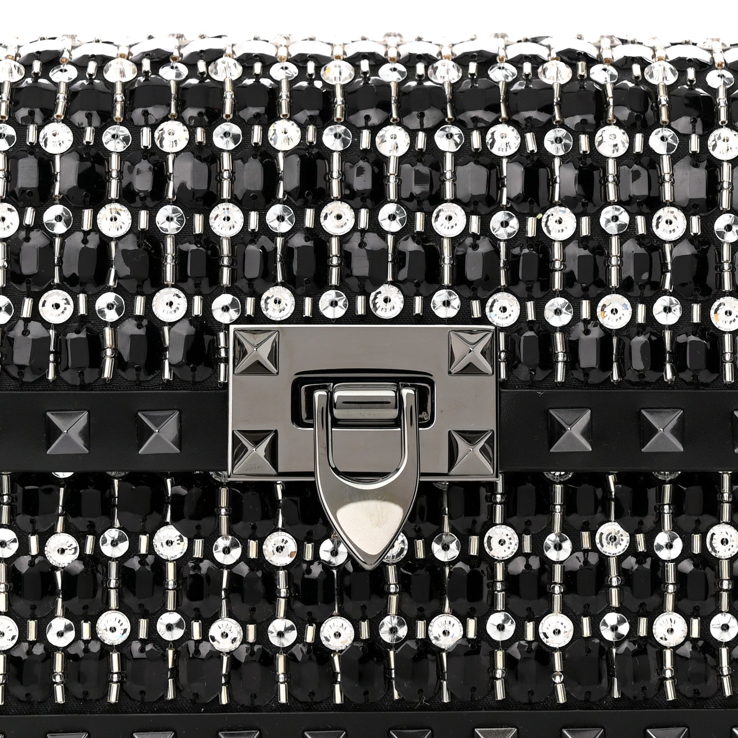 Rhinestone Small Rockstud Shoulder Bag Black
