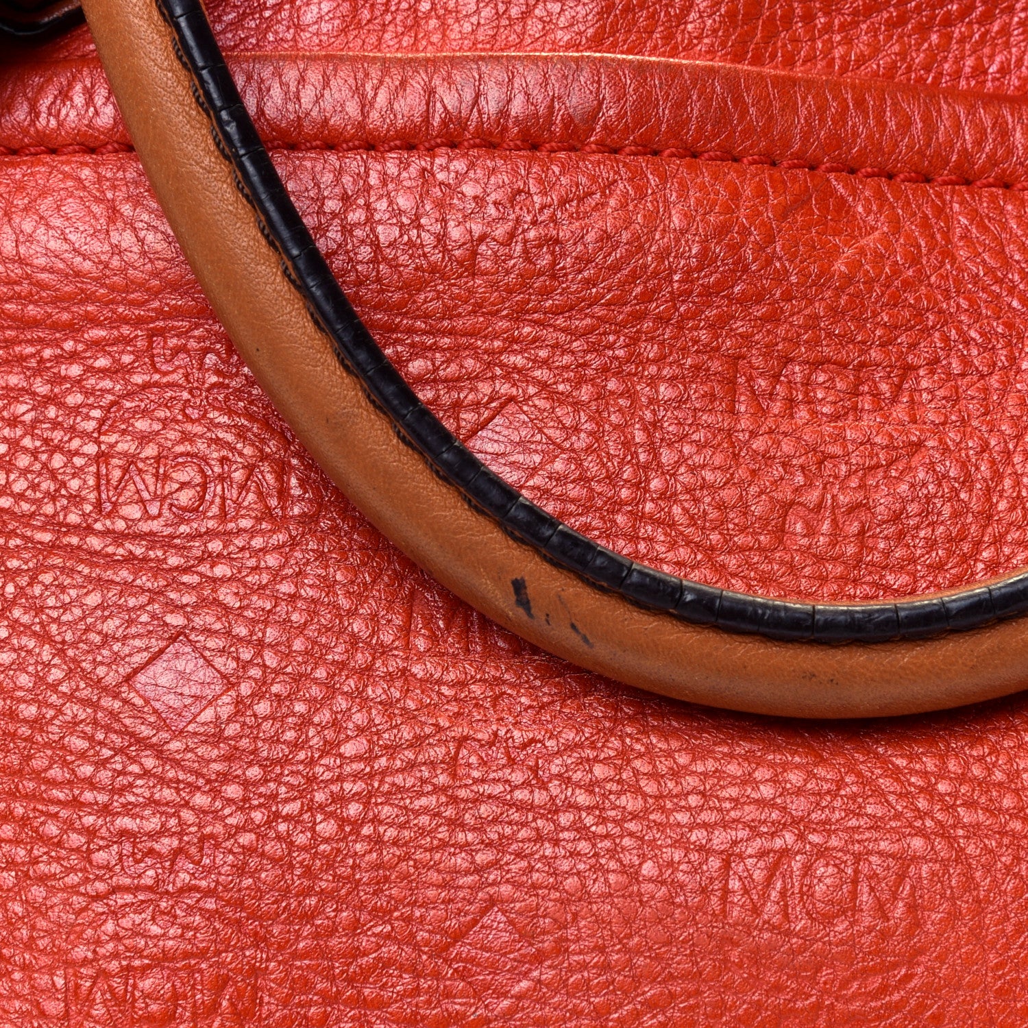 MCM Calfskin Ottomar Monogram Tote Orange 7 of 7