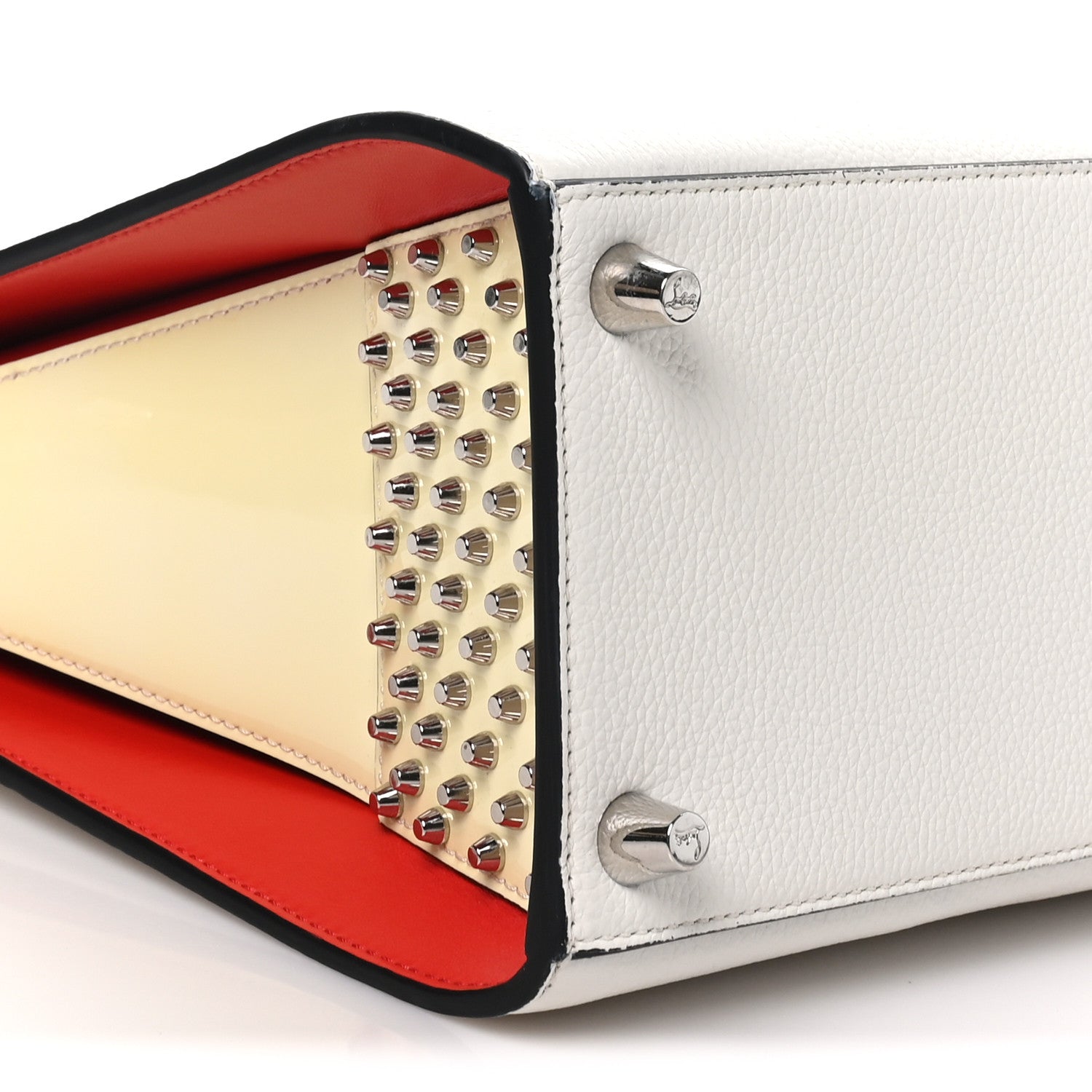 Christian Louboutin Calfskin Empire Studded Medium Paloma Snow 8 of 9
